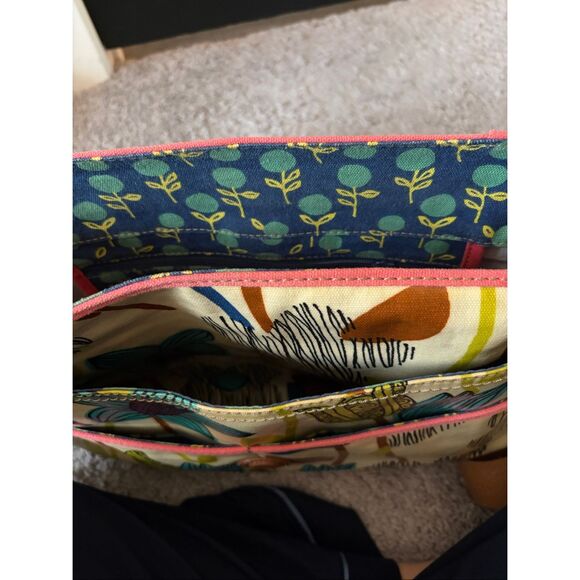 Vintage Fossil Key-Per Coated Canvas Multi-Color Floral Messenger Bag - Picture 13 of 14